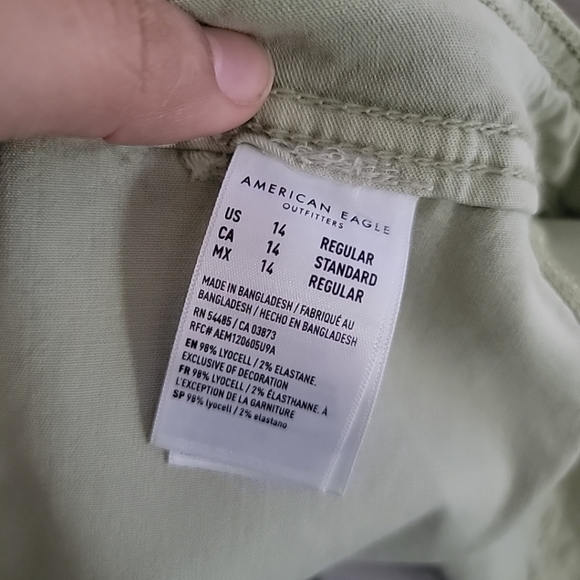 American Eagle Pants Womens 14 Baggy Wide Leg Green Super Hi Rise Stretch Flowy - Picture 5 of 5